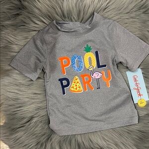 NWT Cat and Jack Gray Pool Party Graphic T-Shirt Swim Shirt SPF 50+ sz 9months